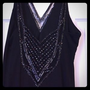 Black dress full length detailed front and back